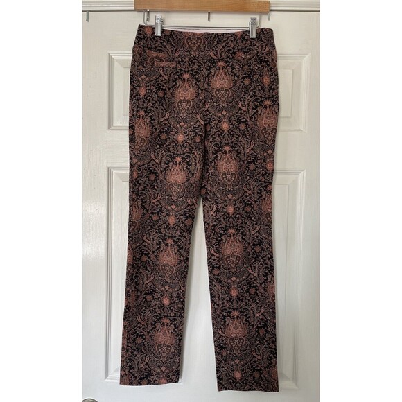 Soft Surroundings Paisley Pants Size XS Superla Stretch Pull-On Straight Leg - Picture 2 of 12